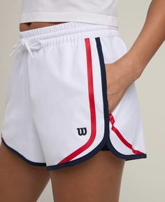 Wilson Sporting Goods, Tennis Shorts, Sports Graphic Design, Tennis Shirts, Tennis Fashion, Double Denim, Athletic Wear, Athleisure