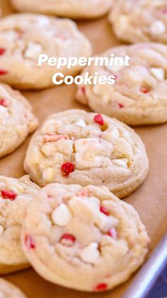 Peppermint Cookies  •   • https://www.kleinworthco.com/peppermint-cookies/  •   • Peppermint Cookies are easy to make, loaded with white chocolate chips, peppermint bark, and peppermint crunch baking chips. They are soft and chewy and are the perfect holiday treat for peppermint lovers everywhere. 20 Cake, Chocolate Cranberry Cookies, Simple Holiday Cookie Recipes, Peppermint Crunch, Easy Holiday Cookies, Baking Chips, White Chocolate Cranberry Cookies, Holiday Baking Recipes, Easy Christmas Cookie Recipes