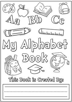 an alphabet book with the words my alphabet book and other items to be colored in