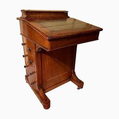 Style: Vintage
Materials: Leather, Wood
Color: brown
Dimensions: Width: 54, Depth: 57, Height: 85 Small Vintage Desk, Ladies Desk, Mini Desk, Small Desk, Writing Desk, Wood Colors, Table Furniture, Storage Spaces, Solid Wood