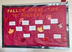 Fall themed Resident Assistant Bulletin Board with tips on how to be successful Autumn Theme