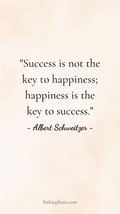 a quote from albert schweizer that says success is not the key to happiness