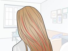 Putting streaks in your hair DIY How To Dye Streaks In Your Hair, Peekaboo Hair Color Diy, Diy Highlights Hair At Home Step By Step, How To Do Peekaboo Highlights At Home, Colour Streaks In Hair, Diy Pink Highlights Hair, Diy Peekaboo Highlights At Home Tutorial, Blonde With Red Streaks