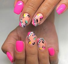 Mail Art Design Ideas, Funky Gel Nail Designs, Nail Art Ete, Cinco De Mayo Nails Ideas, Nails Art Designs, Sassy Nails, Spring Nail Art