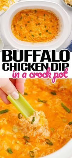 buffalo chicken dip in a crock pot is the perfect appetizer to serve