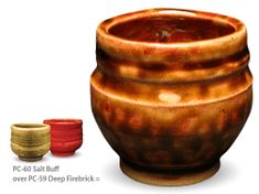 a clay pot is shown with three smaller pots in front of it and the words, ceramic