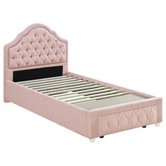 Ashleigh Pink Twin Storage Platform Bed - Ornate Home Twin Storage, Laminated Veneer Lumber, Twin Trundle Bed, Storage Platform Bed, Curved Headboard, Storage Platform, Home Goods Store, Bed Dimensions, Daybed With Trundle