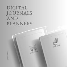 two white books with the title digital journals and planners on them, sitting next to each other