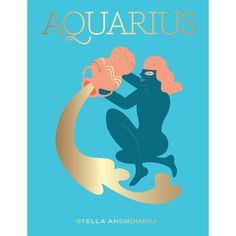 the cover to aquarius by stella andromedas, featuring a mermaid holding two pink flowers