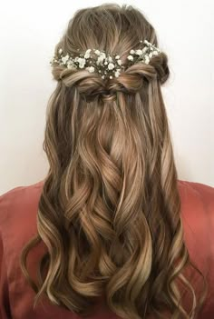 Hair Messy, Flowers In Her Hair, Wedding Hair Flowers, Wedding Hairstyles For Long Hair, Half Up Hair, Real Human Hair, Wedding Hair And Makeup, Hair Hairstyles