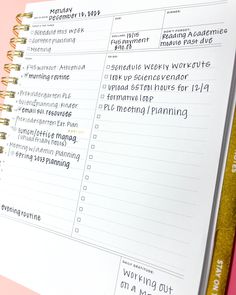 a planner with the words workbook written in gold foil on it next to a pink background