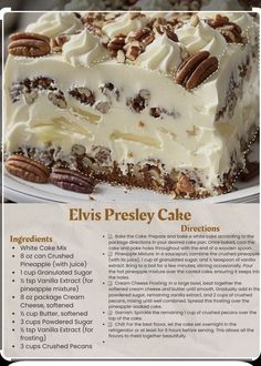 an advertisement for a cake with pecans on top