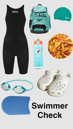 the contents of a swimsuit and shoes are shown