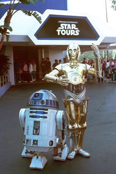 a star wars event with a robot and r2d2