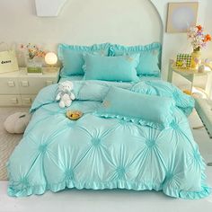 44252651847892|44252651880660|44252651913428|44252651946196 Envelope Pillowcase, Simple Envelope, Color Bedding, Korean Princess, Style Bedding, Ruffle Bed Skirts, Ruffle Bedding, Bed Skirt, Flat Bed