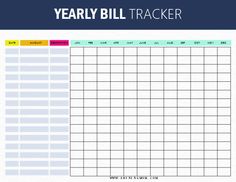 a printable year bill tracker is shown