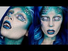 Fish Scales Makeup, Fangs Tutorial, Miranda Hedman, Siren Makeup Mermaid, Mermaid Halloween Makeup, Mermaid Makeup Tutorial, Halloween Mermaid