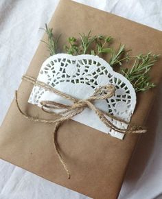 an image of a gift wrapped in brown paper