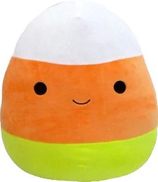 an orange and white stuffed toy with black eyes