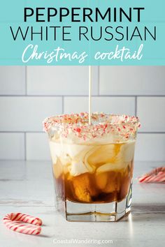 Add some holiday cheer with this Christmas White Russian! Creamy, minty, and full of flavor, it features peppermint vodka, Kahlua, and a candy cane garnish. This easy White Russian recipe will be the star of your holiday cocktail menu!