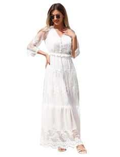 PRICES MAY VARY. Boho Maxi Dress for Women- Womens eleagant v neck tassel lace dress long slip dress, the boho stylish lace ruffle long maxi dress for women, gives you an extremely stylish and elegant look, maxi sundresses for women, summer dresses for women,beach dresses for women boho dresses for women,white maxi dress for women, plus size maxi dress for women, boho bridesmaid dresses, Dresses for women 2023 making it a versatile addition to any wardrobe. Comfortable Fit - Lace Maxi Dress whit Maxi Sundresses, Boho Bridesmaid Dresses, Bohemian Maternity Dress, Beach Dresses For Women, Boho Lace Maxi Dress, Sundresses For Women, Bohemian Lace Dress, Tassel Lace, Beach White Dress