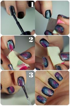 GALAXY!!! Nailart Tutorial, Galaxy Nail Art, Space Nails, Galaxy Nails, Gel Nail Designs