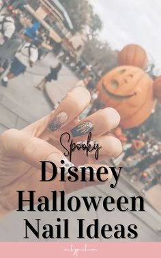 Disney Mickey Halloween Nails, Dip Powder Nails Design Disney, Disney Nail Designs Halloween, Halloween Acrylic Nails 2024, Classy Halloween Nails Acrylic, Disney Halloween Manicure, Halloween Disney Nails Acrylic, Disneyland Nails Halloween, Cute Disney Halloween Nails