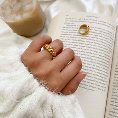 Croissant Earrings, Croissant Ring, Perfect Gift For Girlfriend, Gold Statement Ring, Ringe Gold, Chunky Rings, Twist Ring, 18k Gold Ring, Jewelry Photography