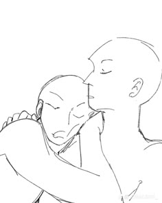 a drawing of two people hugging each other