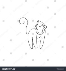 monkey outline drawing on white background