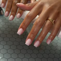 Sns Overlay Nails, Short Wedding Nails Black Women, Acrylics Black Women, Anc French Nails, Simple Elegant Acrylic Nails, Shorter Square Nails, Nails On Tanned Skin, Short Straight Nails, Simple Acrylic Nails Designs