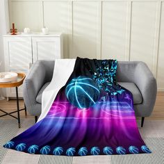 a couch with a blanket on top of it