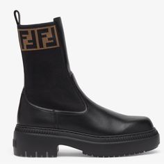 Brand New Biker Vitello+Maglia Ff Collette Autumn Fashion Work, Fendi Boots, Bike Boots, Fendi Logo Design, Floral Combat Boots, Leather Biker Boots, Moon Boot, Moon Boots, Black Chelsea Boots