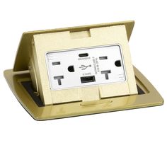 Kitchen Counter Pop Up Outlet Charging USB A/C Ports, Brass Usb Box, Electrical Code, Power Hungry, Usb Outlet, How To Install Countertops, Power Pop, Garage Work Bench, Phone Charging, Power Outlet