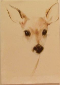 a white dog with black eyes is shown in an artistic photo on a tile wall