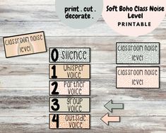 the printable classroom name tags are shown with arrows pointing to each letter and numbers