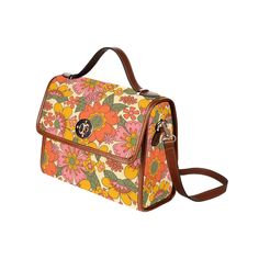 Women's Handbag, Retro Handbag, Women's Purse, Mod 60s, 70s Style bag, 70s Style purse, Floral Handbag, Floral Purse, 70s inspired,60s Style Custom handmade to order. Designed in California. Manufactured overseas. I designed this handbag to celebrate the 60s and 70s era with a cute mod floral pattern print. It comes with a removable shoulder straps as well. A great classic for your retro style outfit and goes with everything even in today's fashion! I hope you enjoy my design. Material: high-gra Vintage Rectangular Satchel For On-the-go, Retro Brown Shoulder Bag For On-the-go, Retro Brown Bag With Removable Pouch, Vintage Square Shoulder Bag, Retro Flap Bag With Detachable Strap For Daily Use, Retro Flap Bag With Detachable Strap For Travel, Vintage Box Bag With Removable Pouch For Shopping, Retro Brown Satchel With Removable Pouch, Retro Box Shoulder Bag With Removable Pouch