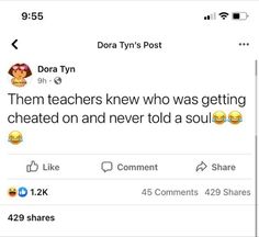 two tweets on twitter with the caption'them teachers knew who was getting cheated on and never told a soul