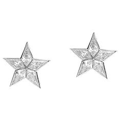 Star earrings in 18kt white gold Star set with diamonds 1.40 cts Luxury Star-shaped Earrings With Diamond Accents, Diamond Star Earrings, Star Sapphire, Diamond Star, Sapphire Earrings, Gold Star, Star Earrings, Gold Stars, Star Shape