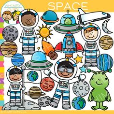 space cliparts for kids and adults to color, cut out and glue on the outer planets