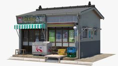 ArtStation - Yeonhee Supermarket, Studio Vertex Japanese School Exterior Design, Korean Exterior, Bloxburg Korean Town, Korean Apartment Exterior, Japanese Apartment Exterior, Store Exterior Design, Japanese Apartment Building, Korean Building, Building Japan