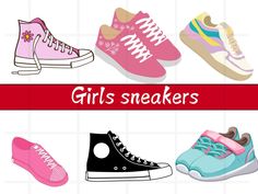 Shoes Clipart, Shoes Png, Color Converse, Chuck Taylor Shoes, High Top Shoe, Fashion Clipart, Girls Sneakers, Sneakers Shoes, Chuck Taylor