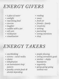 Energy Givers, Self Care Bullet Journal, Writing Therapy, Vie Motivation, Mental And Emotional Health