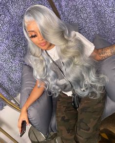 Lace Front Wigs Pink, Wigs Pink, Grey Hair Color Silver, Colored Human Hair Wigs, Wig Installs, Grey Hair Wig, Cute Wigs, Hair Colorful