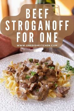 beef stroganoni for one on a plate