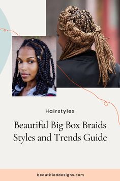 Big Box Braids With Beads, Big Box Braids Styles, Hairstyles For Adults, Box Braids With Beads, Triangle Parts, Different Braid Styles