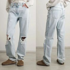 LUXURY Ripped Straight Denim Trousers Women's High Waist Loose and Thin Versatile 2024 New Denim Trousers, Minimalist Style, Minimalist Fashion, Trousers Women, High Waist, Trousers, High Waisted, Better Living