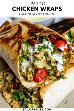 Delicious, easy pesto chicken wraps make the ultimate healthy lunch or dinner. Bursting with fresh flavors and pesto in every bite, this easy lunch recipes is ready in under 20 minutes, perfect for busy weeks and great for meal prep. Easy Pesto Chicken, Pesto Wrap, Plats Healthy, Lunch Wraps, Chicken Pesto, Chicken Wrap, Easy Healthy Lunches, Health Dinner, Easy Lunch Recipes