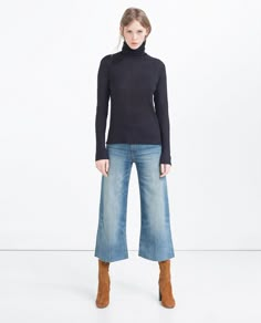 New York Fashion 2023, Zara Winter, Turtle Neck Sweater, Weekend Wear, Fashion Over 50, Fall Winter Outfits, Outfits Casuales, Cropped Jeans