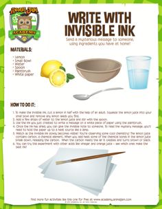 an article about writing with invisible ink in the children's book how to do it